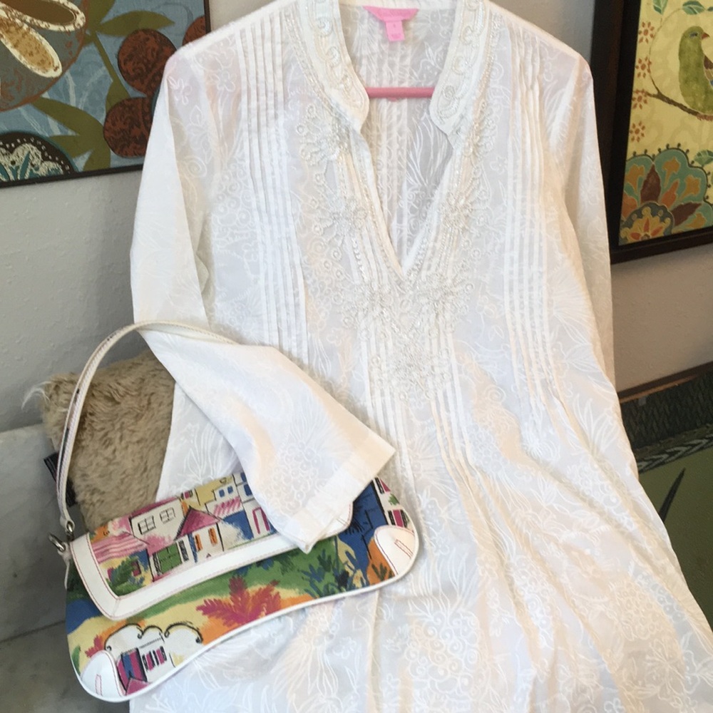 Amazing Pearl Beading Lilly Pulitzer White Tunic S - Picture 2 of 8